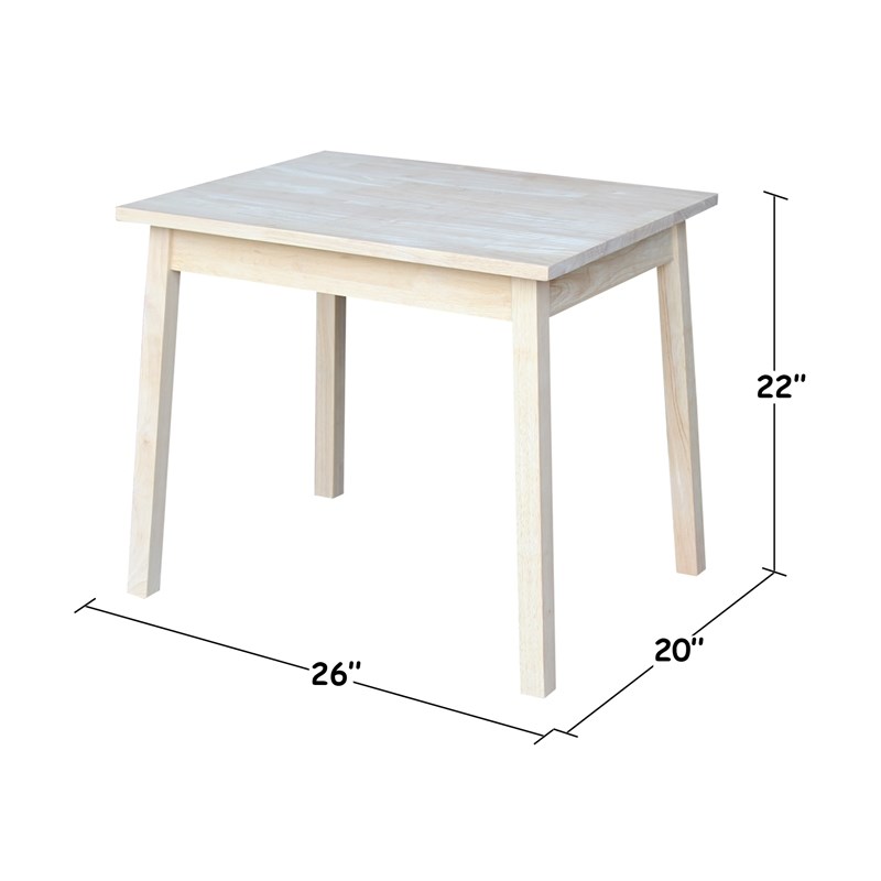 Pemberly Row Contemporary Wood Kids Table in Unfinished Cream