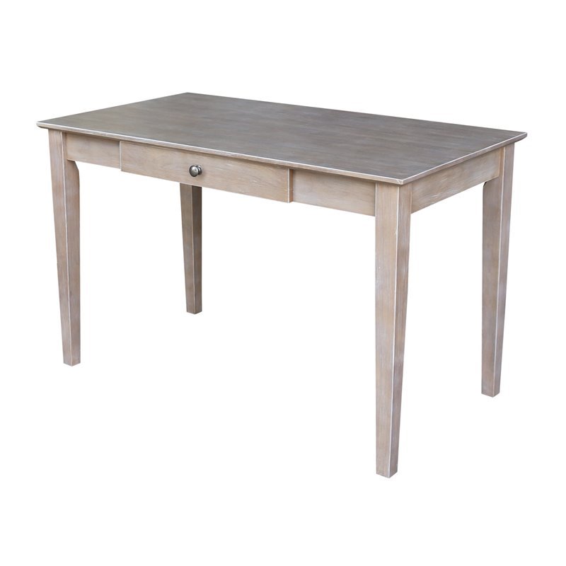 Pemberly Row Traditional Wood Writing Desk With Drawer in Unfinished Cream