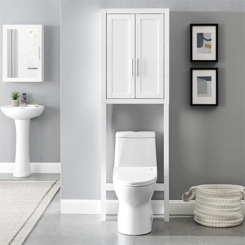 Pemberley Row MDF Wood White Bathroom Spacesaver Rectangular Adjustable Shelves 68.25