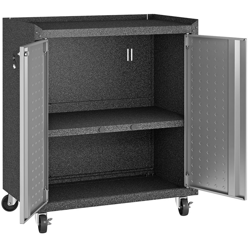 Pemberly Row 2-Door Modern Steel Metal Mobile Garage Cabinet in Gray