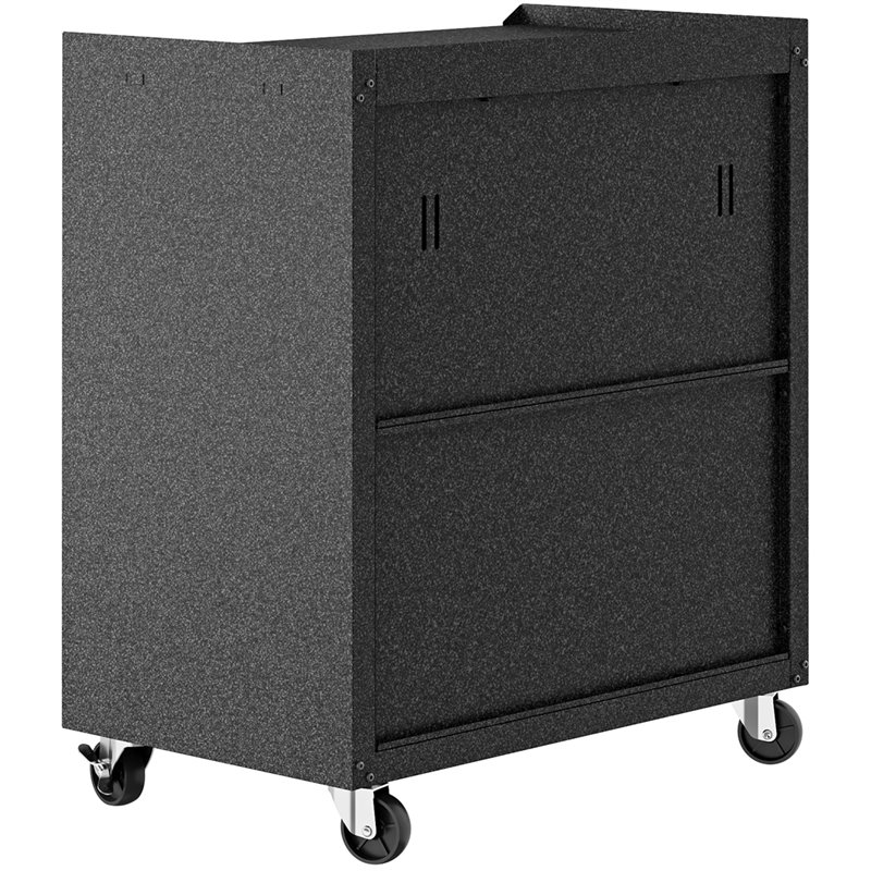 Pemberly Row 2-Door Modern Steel Metal Mobile Garage Cabinet in Gray