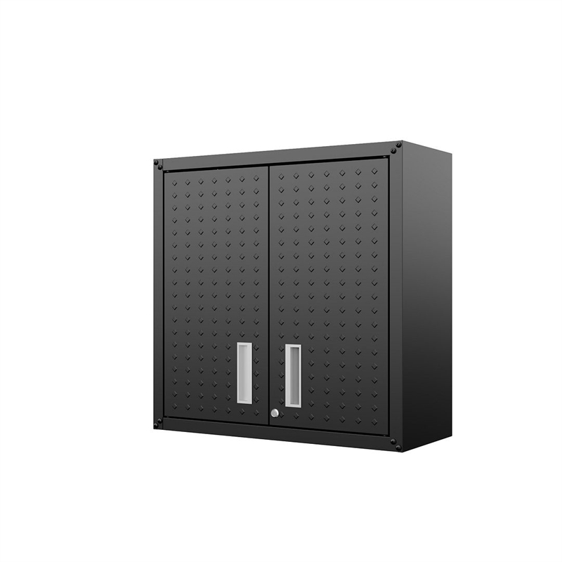 Pemberly Row Modern Metal Floating Garage Cabinets in Charcoal (Set of 2)