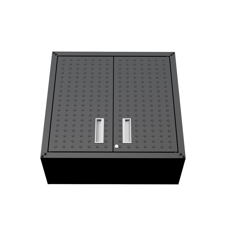 Pemberly Row Modern Metal Floating Garage Cabinets in Charcoal (Set of 2)