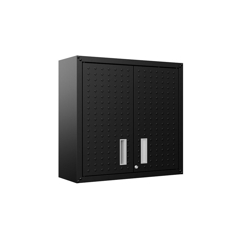 Pemberly Row Modern Metal Floating Garage Cabinets in Charcoal (Set of 2)