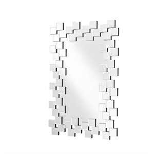 Pemberly Row 47&quot x 32&quot Contemporary Textured Decorative Clear Mirror