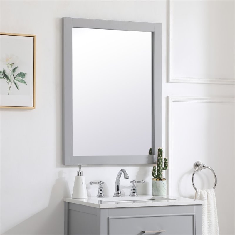 Pemberley Row MDF Gray Bathroom Mirror Rectangular Polished Edge 32