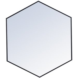 Pemberly Row 35&quot x 41&quot Hexagonal Metal Frame Mirror in Black