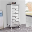 Pemberly Row Modern 7-Drawer Petite Mirrored Glass Lingerie Chest in Silver