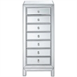 Pemberly Row Modern 7-Drawer Petite Mirrored Glass Lingerie Chest in Silver