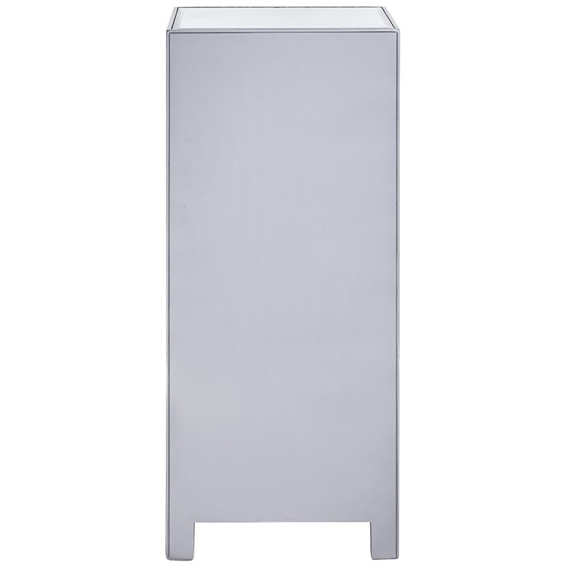 Pemberly Row Modern 7-Drawer Petite Mirrored Glass Lingerie Chest in Silver