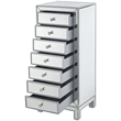 Pemberly Row Modern 7-Drawer Petite Mirrored Glass Lingerie Chest in Silver