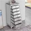 Pemberly Row Modern 7-Drawer Petite Mirrored Glass Lingerie Chest in Silver