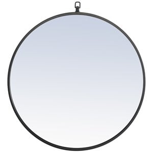 Pemberly Row 24&quot Contemporary Metal Frame Hooked Mirror in Black