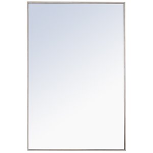 Pemberly Row 42&quot x 28&quot Contemporary Metal Frame Mirror in Silver