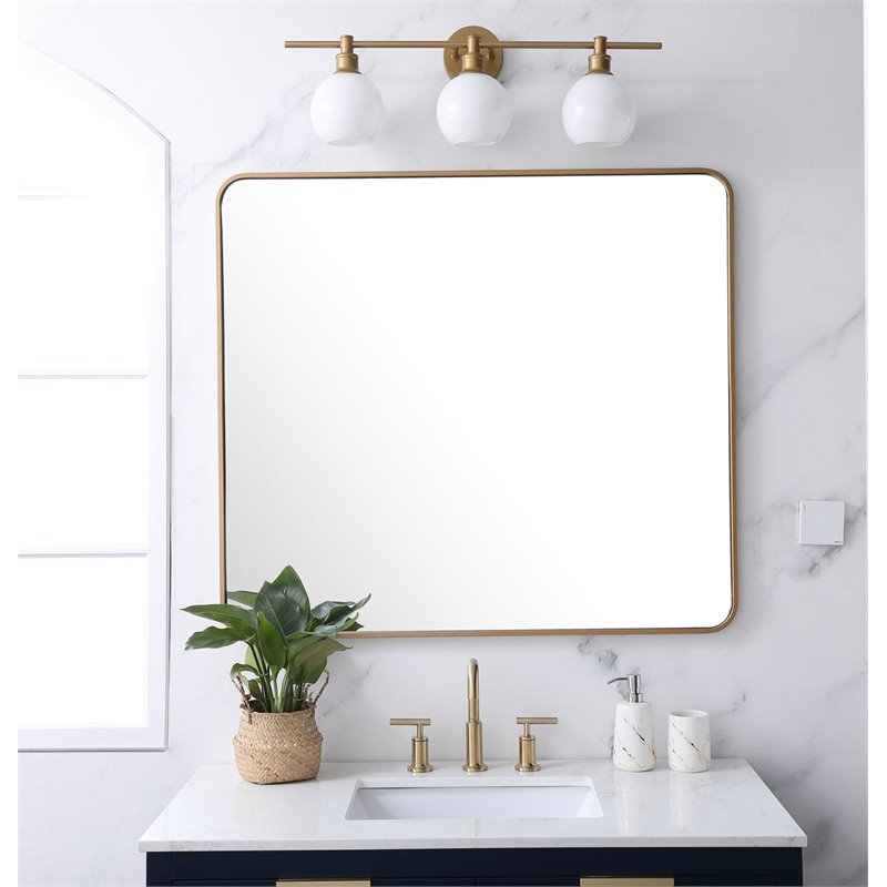 Pemberley Row Metal Brass Mirror Rectangular 36