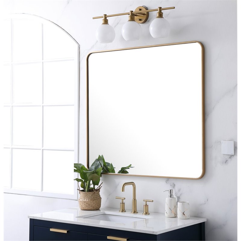 Pemberley Row Metal Brass Mirror Rectangular 36