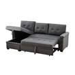 Pemberly Row Linen Fabric Reversible Sleeper Sofa Storage Chaise in Gray