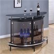Pemberly Row Contemporary Glass Home Bar in Black and Chrome