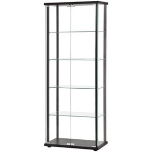 Pemberly Row Traditional 5 Shelf Glass Curio Cabinet in Black