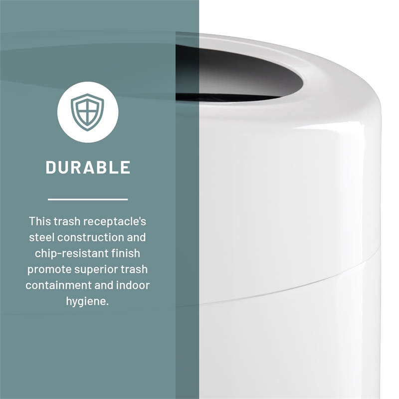 Pemberley Row Steel White Trash Can Rectangular Hands-Free 20