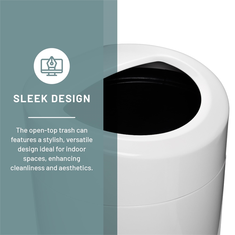 Pemberley Row Steel White Trash Can Rectangular Hands-Free 20