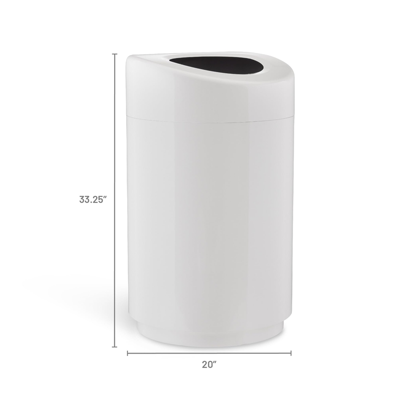 Pemberley Row Steel White Trash Can Rectangular Hands-Free 20