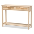 Pemberley Row Wood Light Brown Console Table Rectangular Natural Rattan Accents 39.4
