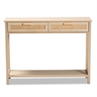 Pemberley Row Wood Light Brown Console Table Rectangular Natural Rattan Accents 39.4