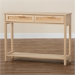 Pemberley Row Wood Light Brown Console Table Rectangular Natural Rattan Accents 39.4