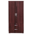 Pemberly Row Wood 2-Door Wardrobe Armoire with 2-Drawers Mahogany