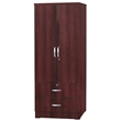 Pemberly Row Wood 2-Door Wardrobe Armoire with 2-Drawers Mahogany
