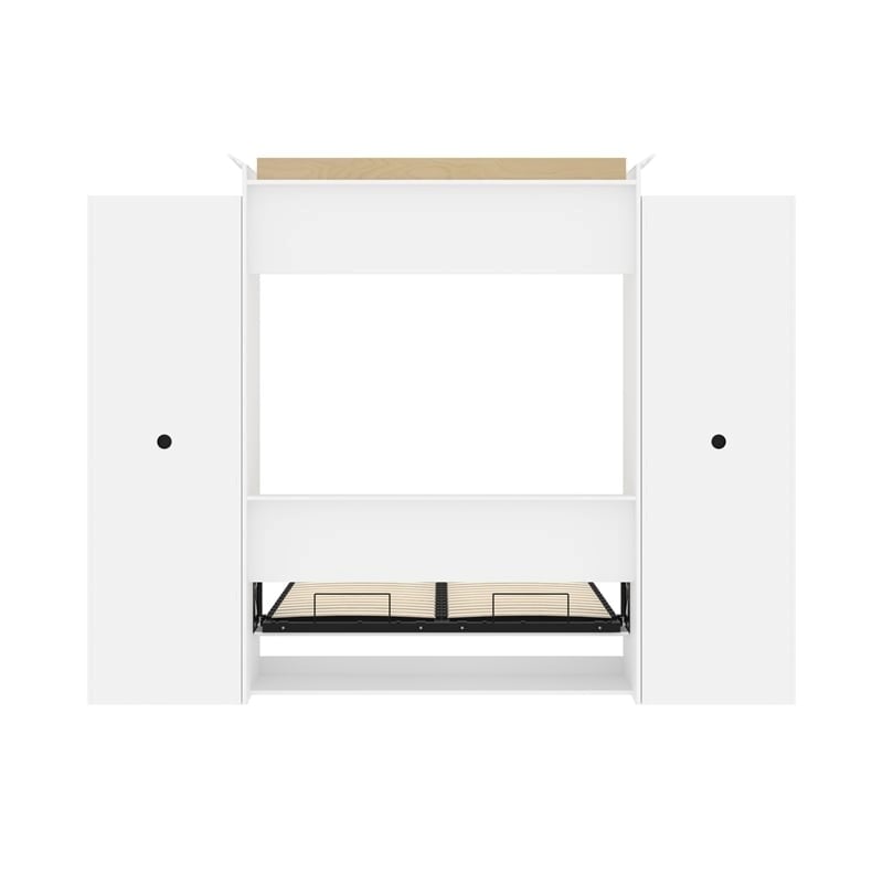 Pemberly Row Wood Queen Murphy Bed with 2 Closet Organizers in White
