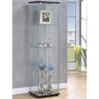 Pemberly Row Contemporary 4 Shelf Glass Curio Cabinet in Cappuccino