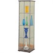 Pemberly Row Contemporary 4 Shelf Glass Curio Cabinet in Cappuccino