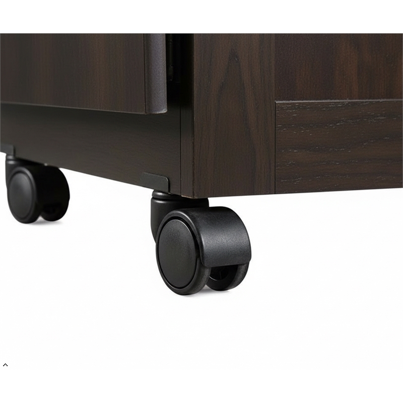 Pemberly Row Engineered Wood Craft and Mobile Sewing Cart in Cinnamon Cherry