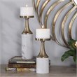 Pemberly Row Metal Marble Candleholder in Antique Brass (Set of 2)
