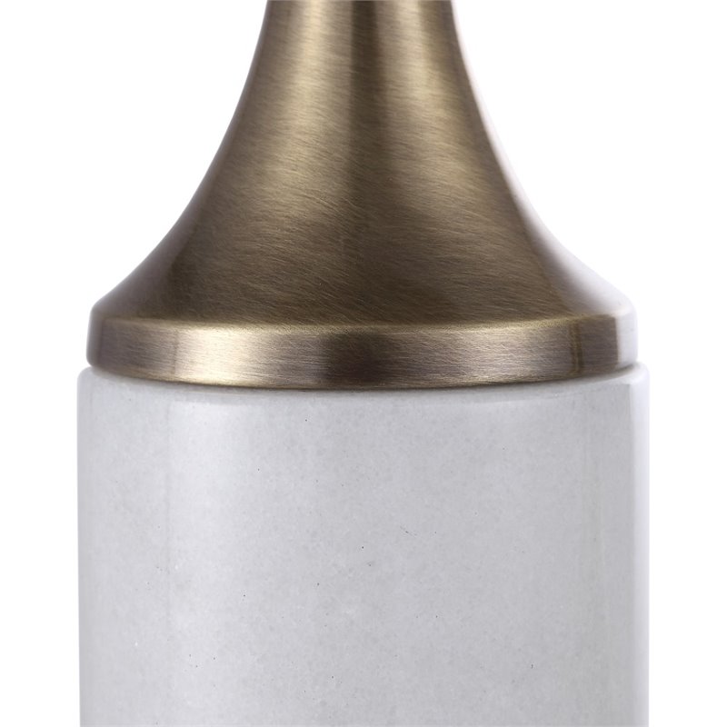 Pemberly Row Metal Marble Candleholder in Antique Brass (Set of 2)