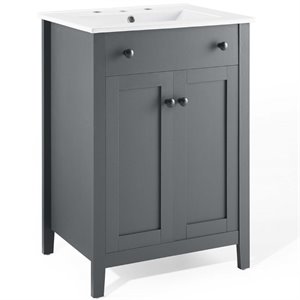 Pemberly Row 24&quot Modern Wooden Bathroom Vanity in Gray and White