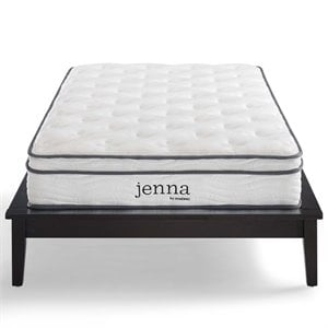 Pemberly Row Modern Fabric 8&quot Queen Innerspring Mattress in White