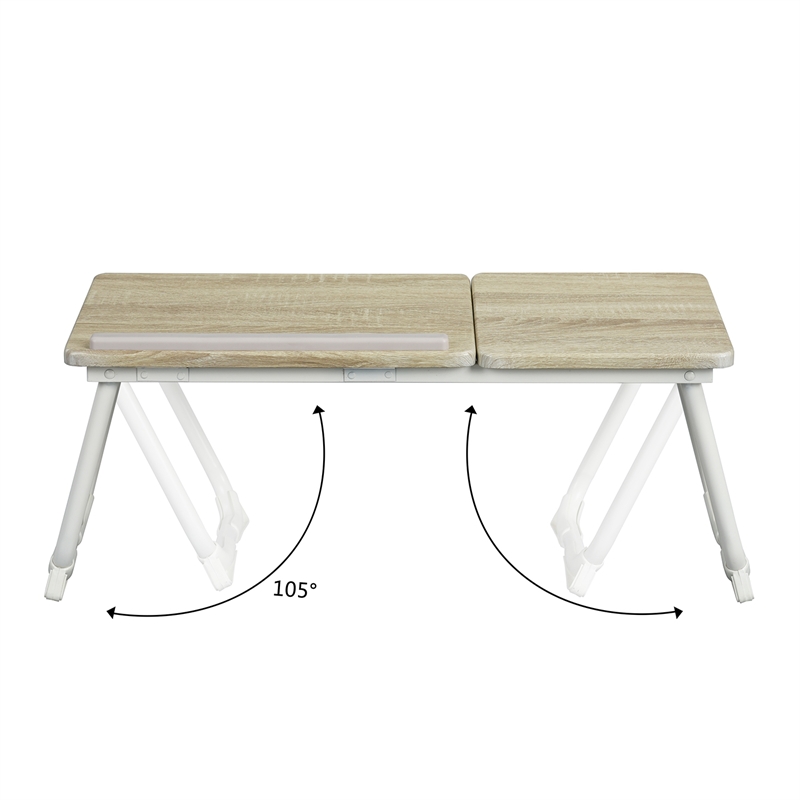 Pemberly Row Foldable Laptop Desk Wood Breakfast Tray Table for Sofa Bed White