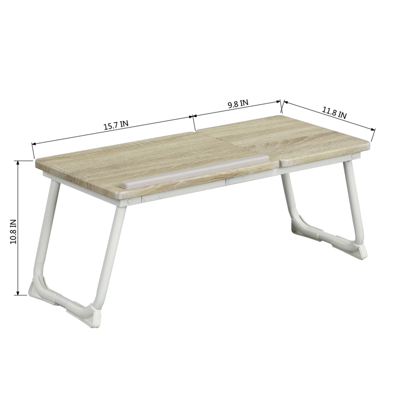 Pemberly Row Foldable Laptop Desk Wood Breakfast Tray Table for Sofa Bed White