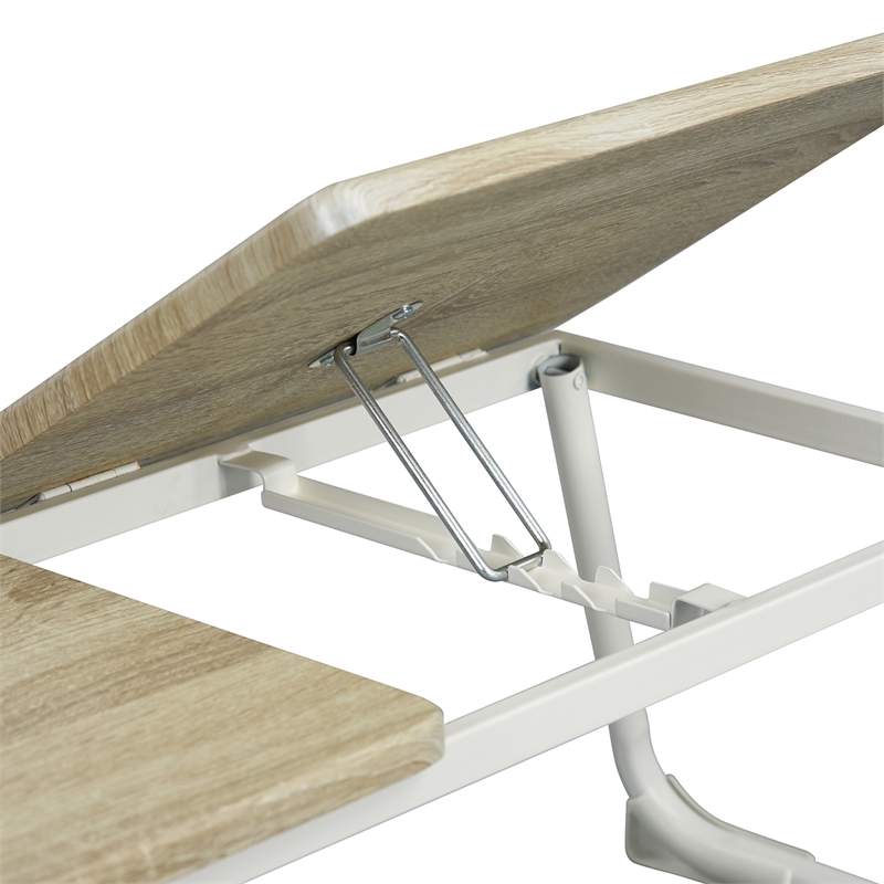 Pemberly Row Foldable Laptop Desk Wood Breakfast Tray Table for Sofa Bed White