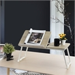 Pemberly Row Foldable Laptop Desk Wood Breakfast Tray Table for Sofa Bed White