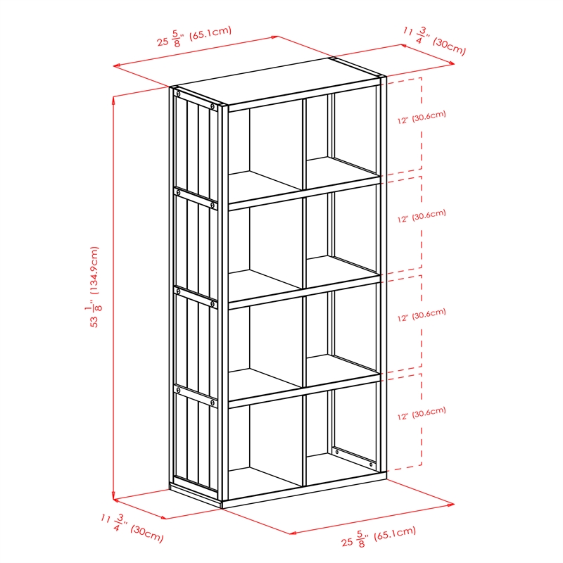 Pemberly Row 9-Piece Modern Wood Storage Cabinet with 8 Baskets in Black