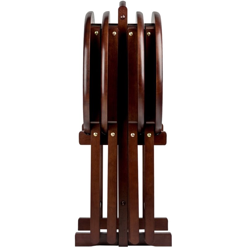 Pemberley Row Solid Wood Cappuccino Snack Table Set Oval Storage Stand 25.51