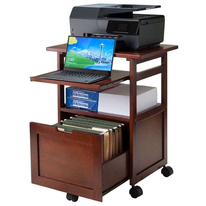 Pemberley Row Solid Wood Walnut Printer Stand Rectangular 29.65