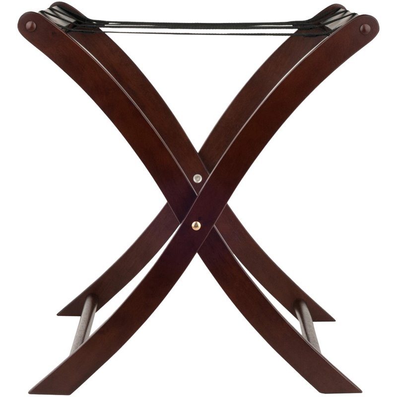 Pemberly Row Transitional Solid Wood Luggage Rack in Cappuccino