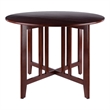 Pemberly Row Round Double Drop Leaf Solid Wood Dining Table in Antique Walnut