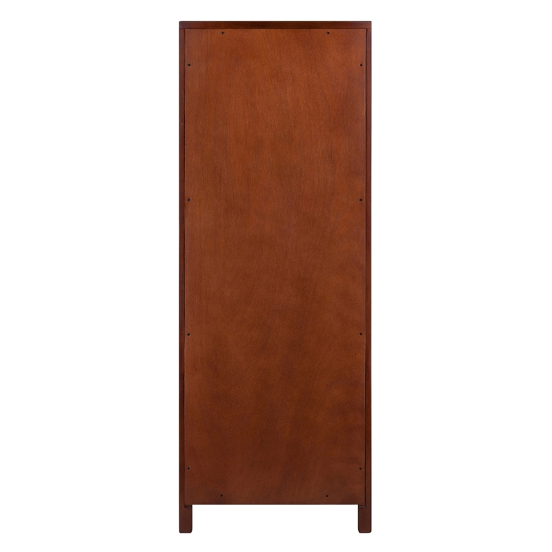 Pemberly Row Transitional Solid Wood Cupboard with 2 Shelves in Antique Walnut