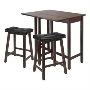 Pemberly Row 3-Piece Solid Wood Drop Leaf Dining Set in Antique Walnut